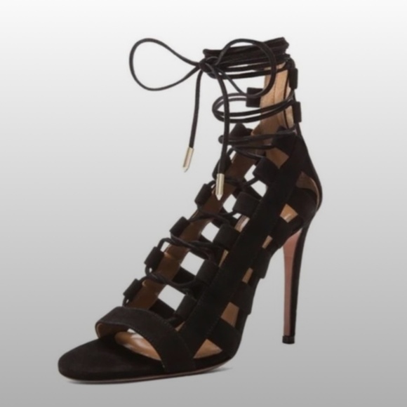 Aquazzura Shoes - AQUAZZURA Black Suede "Amazon" Gladiator Lace Up Sandal - Size 39 - NEVER WORN